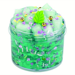 Jelly Cube Crunchy Slime Kit Yellow Purple Green Clear Soft Sludge Toy