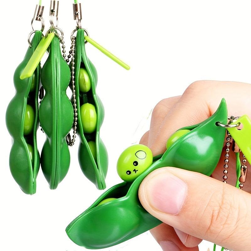 Peapods Fidget Keychain Soybean Toys for Stress Relief
