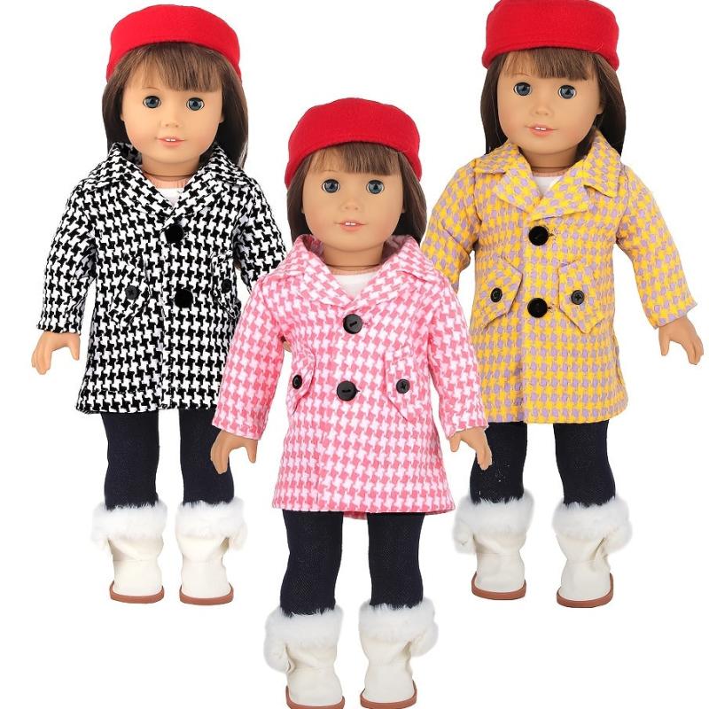 18 Inch Doll Lattice Coat Pant Cap Set (Doll Not Included)