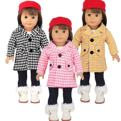 18 Inch Doll Lattice Coat Pant Cap Set (Doll Not Included)