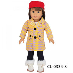 18 Inch Doll Lattice Coat Pant Cap Set (Doll Not Included)