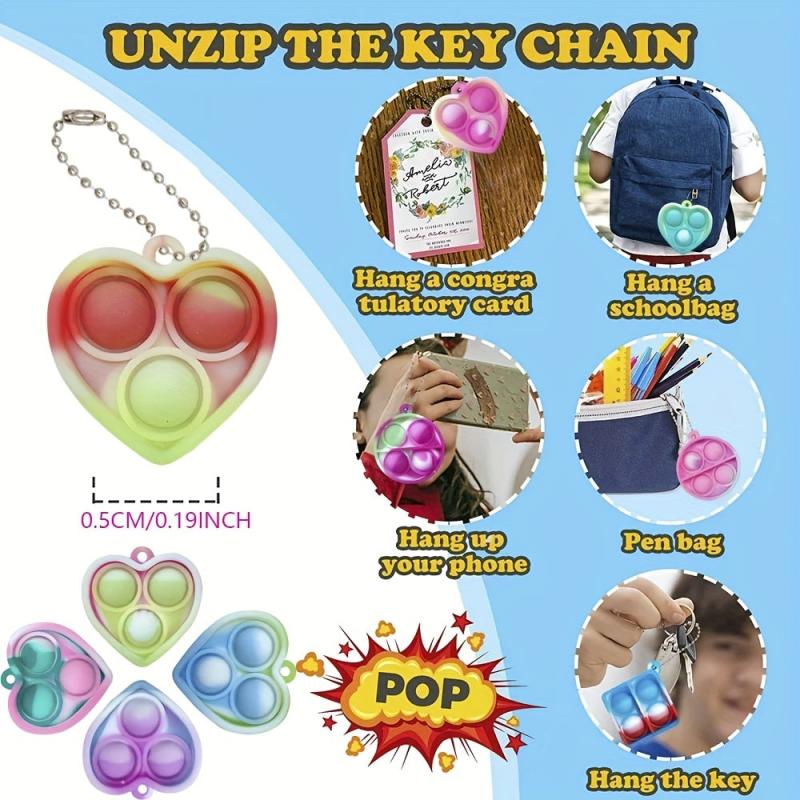40Pcs 24Pcs Mini Pop Fidget Toy Pack Kit Keychain Stress Relief Hand Toys