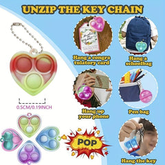 40Pcs 24Pcs Mini Pop Fidget Toy Pack Kit Keychain Stress Relief Hand Toys