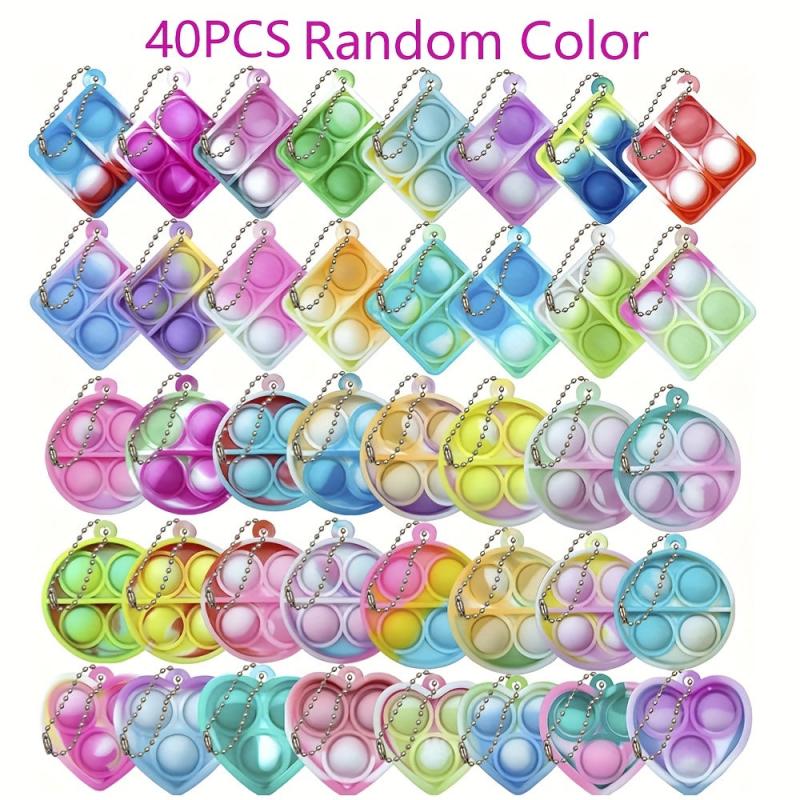 40Pcs 24Pcs Mini Pop Fidget Toy Pack Kit Keychain Stress Relief Hand Toys
