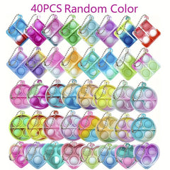 40Pcs 24Pcs Mini Pop Fidget Toy Pack Kit Keychain Stress Relief Hand Toys