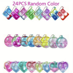40Pcs 24Pcs Mini Pop Fidget Toy Pack Kit Keychain Stress Relief Hand Toys