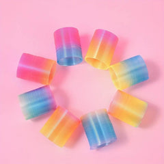 Magic Rainbow Circle Toy Kids Puzzle Stretch Pull Ring Balance Colorful Spring