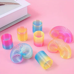 Magic Rainbow Circle Toy Kids Puzzle Stretch Pull Ring Balance Colorful Spring