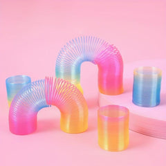 Magic Rainbow Circle Toy Kids Puzzle Stretch Pull Ring Balance Colorful Spring