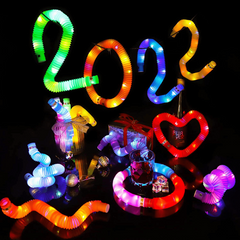 6PCS LED Pop Tubes Sensory Toys Glow Sticks Stretch Decompression Puzzle