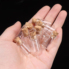 10pcs Small Glass Bottles With Cork Tiny Vials Jars 11x22mm