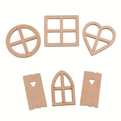 6pcs 1 12 Dollhouse Wooden Window Door Toys Christmas Garden Accessory