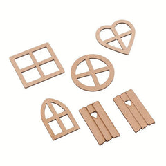 6pcs 1 12 Dollhouse Wooden Window Door Toys Christmas Garden Accessory