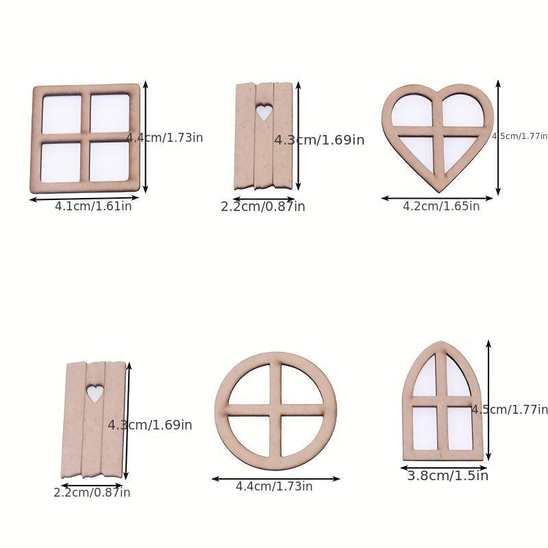 6pcs 1 12 Dollhouse Wooden Window Door Toys Christmas Garden Accessory
