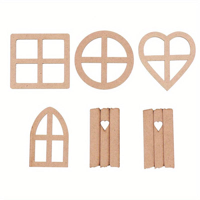 6pcs 1 12 Dollhouse Wooden Window Door Toys Christmas Garden Accessory
