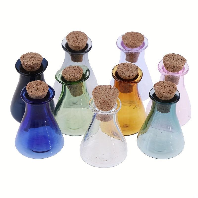 Pink Triangular Flask Glass Bottle DIY Cork Drifting Wishing Bottle Pendant