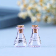 Pink Triangular Flask Glass Bottle DIY Cork Drifting Wishing Bottle Pendant