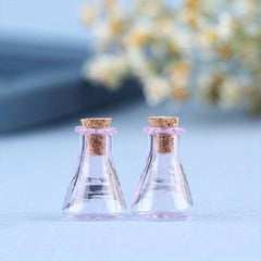 Pink Triangular Flask Glass Bottle DIY Cork Drifting Wishing Bottle Pendant