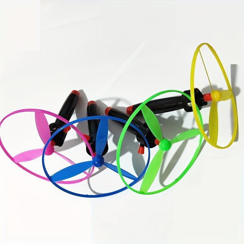 Flying Disc Helicopter Toys With String Launcher & Skyrocopter Flying Toys