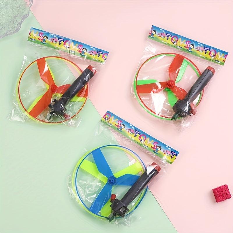 Flying Disc Helicopter Toy w/ Launcher & Random Flying Saucer - Skyrocopter