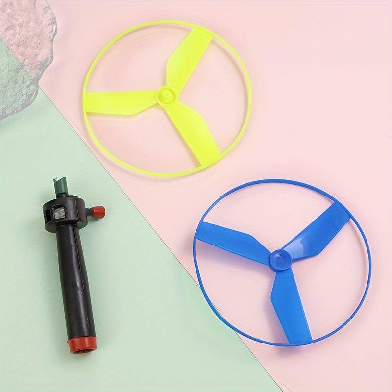 Flying Disc Helicopter Toy w/ Launcher & Random Flying Saucer - Skyrocopter