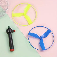 Flying Disc Helicopter Toy w/ Launcher & Random Flying Saucer - Skyrocopter