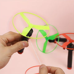 Flying Disc Helicopter Toy w/ Launcher & Random Flying Saucer - Skyrocopter