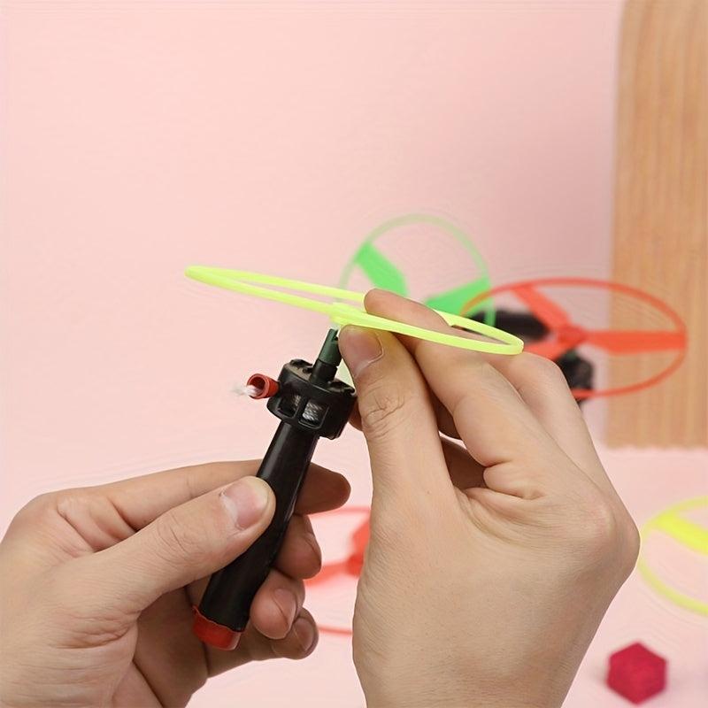 Flying Disc Helicopter Toy w/ Launcher & Random Flying Saucer - Skyrocopter