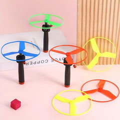 Flying Disc Helicopter Toy w/ Launcher & Random Flying Saucer - Skyrocopter