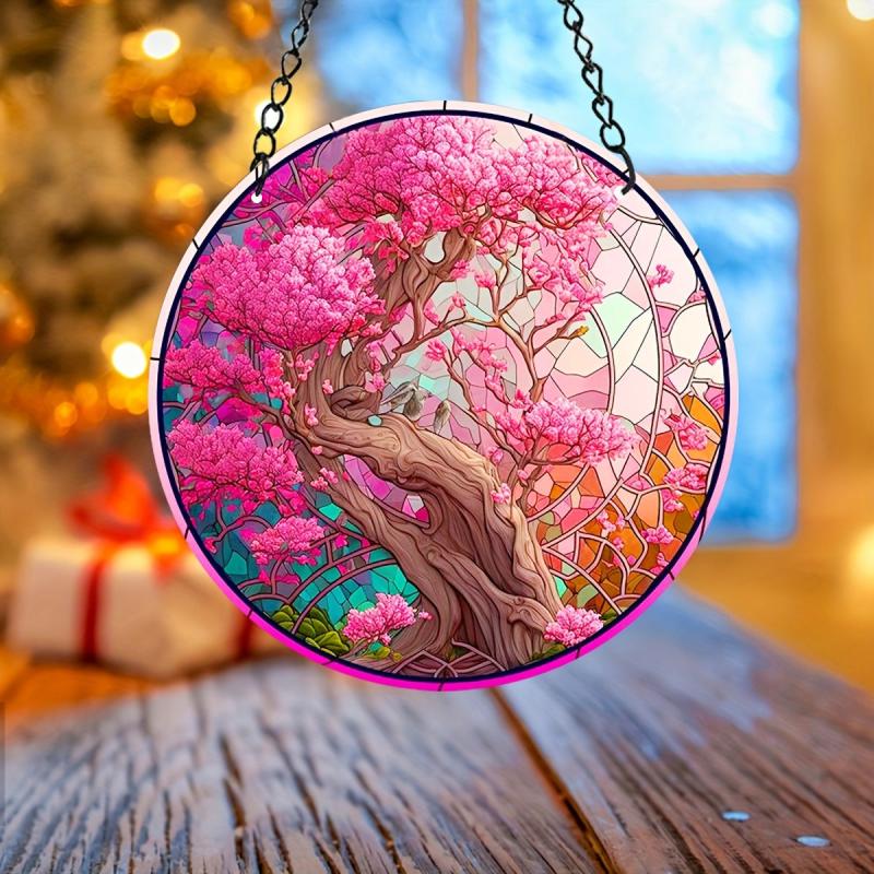 Colorful Tree Stained Acrylic Window Hanging Suncatcher Panel