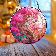 Colorful Tree Stained Acrylic Window Hanging Suncatcher Panel