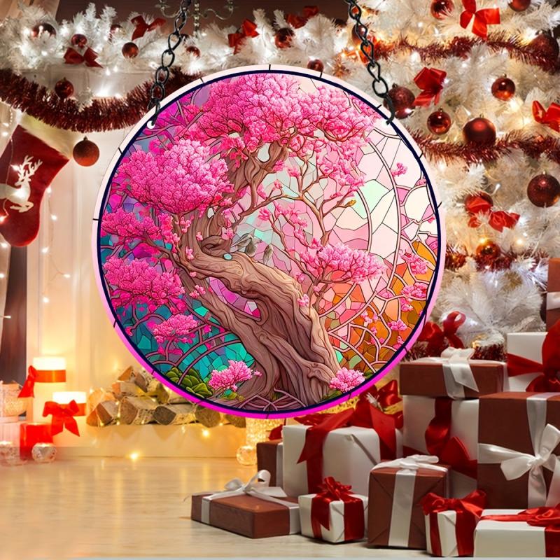 Colorful Tree Stained Acrylic Window Hanging Suncatcher Panel
