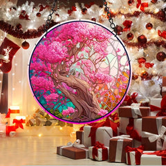 Colorful Tree Stained Acrylic Window Hanging Suncatcher Panel