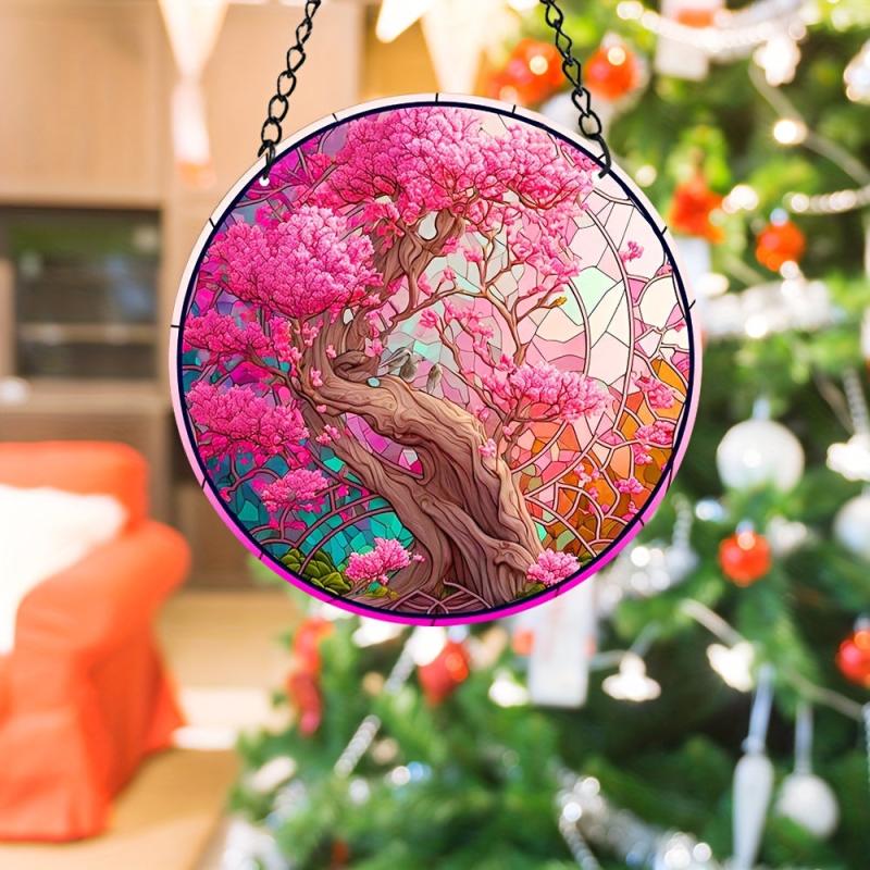 Colorful Tree Stained Acrylic Window Hanging Suncatcher Panel