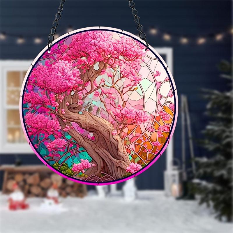 Colorful Tree Stained Acrylic Window Hanging Suncatcher Panel