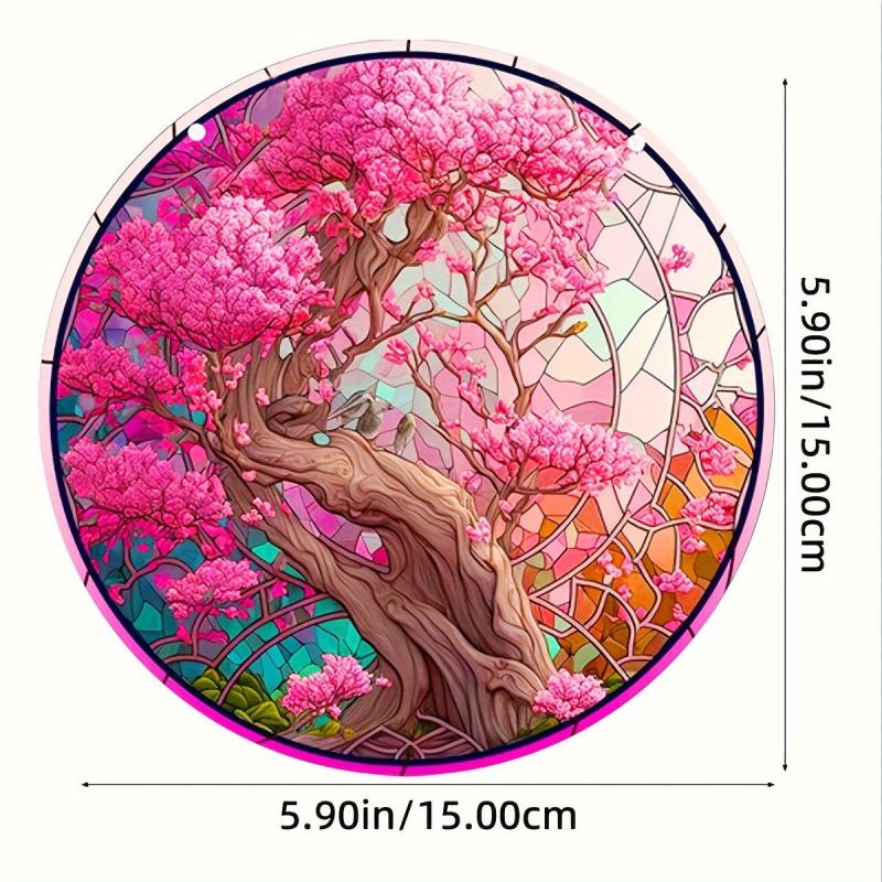 Colorful Tree Stained Acrylic Window Hanging Suncatcher Panel