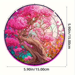 Colorful Tree Stained Acrylic Window Hanging Suncatcher Panel