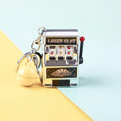 Mini Spin Machine Slot Machine Fruit Machine Palm Game Key Chain Toy Gift