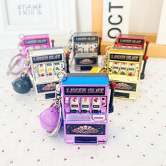 Mini Spin Machine Slot Machine Fruit Machine Palm Game Key Chain Toy Gift