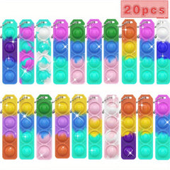 30pcs Mini Pop Keychain Fidget Toys Bulk Silicone Pop Bubble Hand Toys