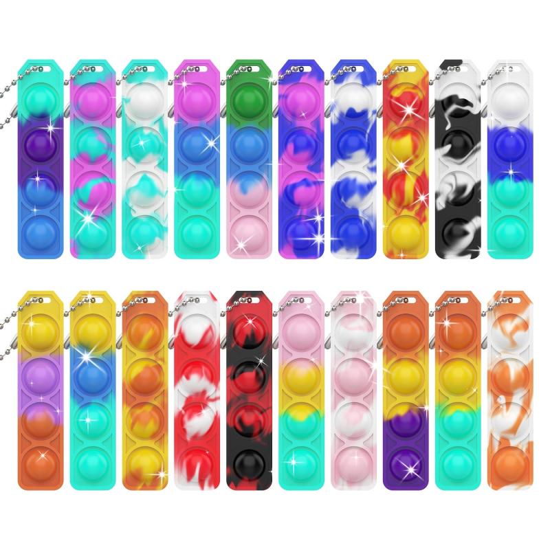 30pcs Mini Pop Keychain Fidget Toys Bulk Silicone Pop Bubble Hand Toys