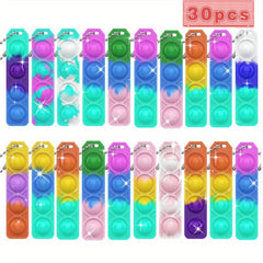 30pcs Mini Pop Keychain Fidget Toys Bulk Silicone Pop Bubble Hand Toys