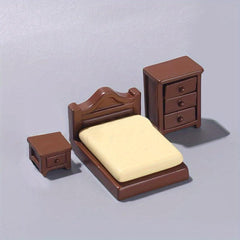 1:12 Mini House Furniture Set - Bed Sofa Table Cabinet Coffee Cup Accessories