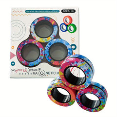 3PCS Magnetic Rings Fidget Toy Set for Stress Relief