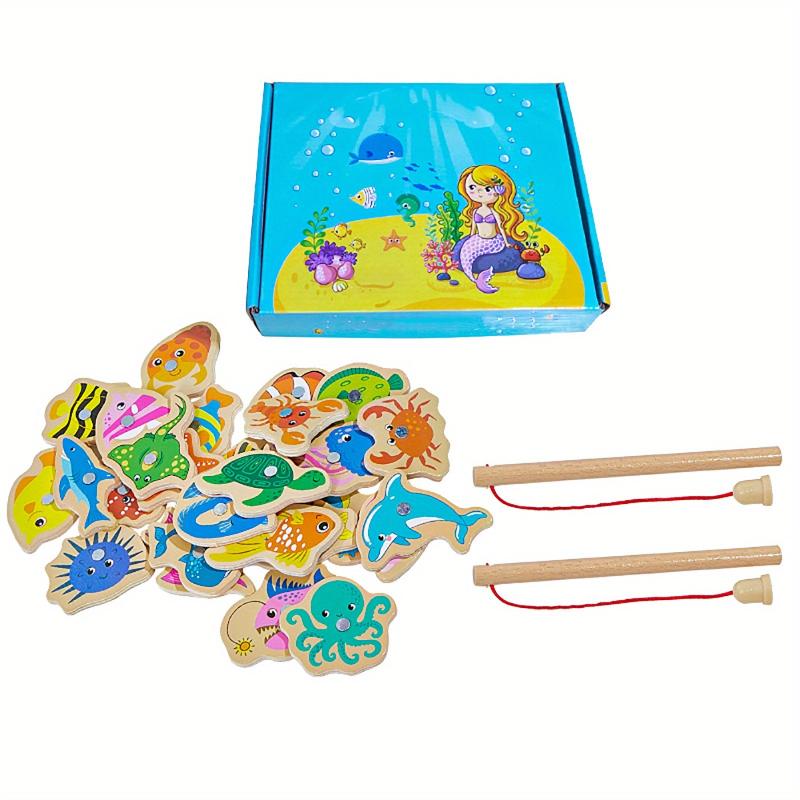 Wooden Magnetic Fishing Game With Numbers Jigsaw Puzzle