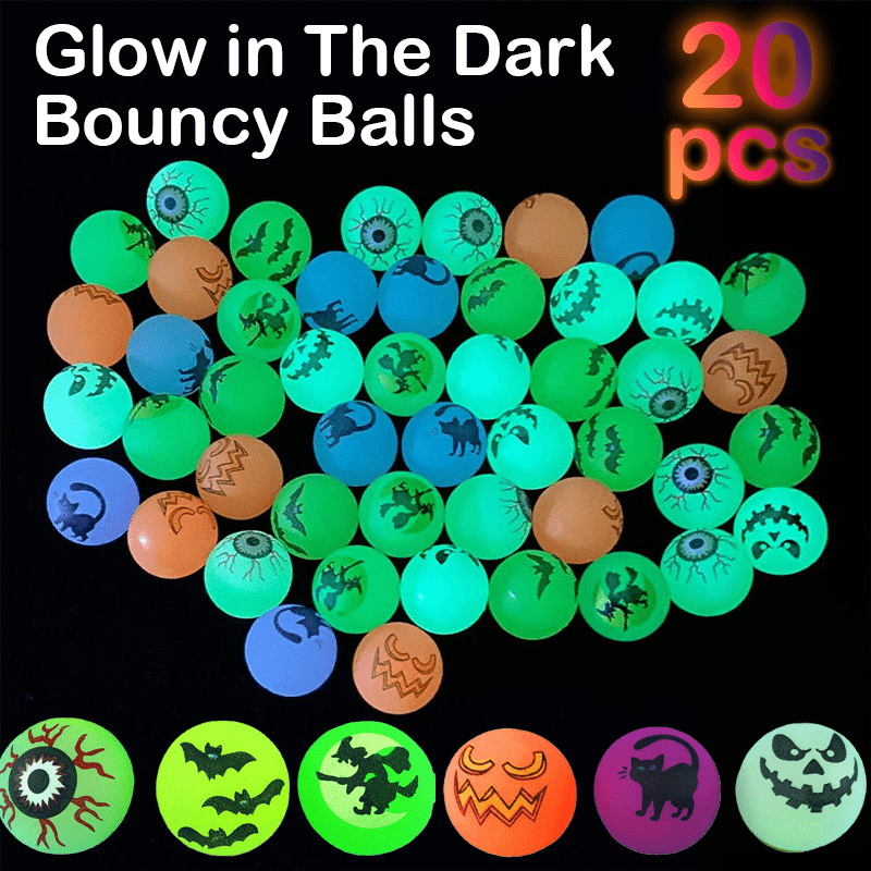20pcs Halloween Glow Bouncy Balls for Party Favors Supplies