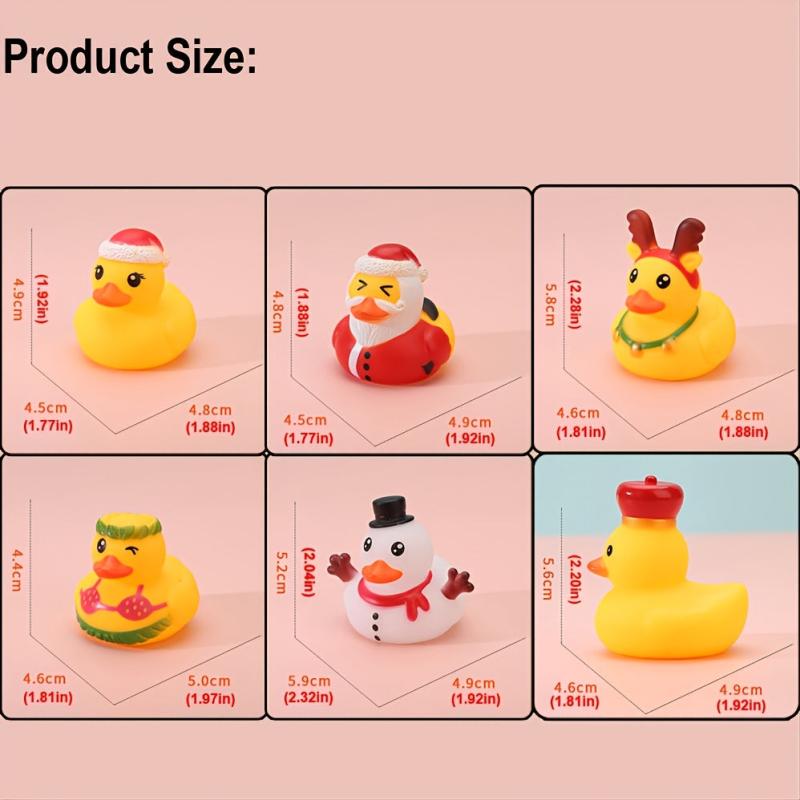 Christmas Party Favors Rubber Ducks 6Pcs Assorted Duckies Bath Toys