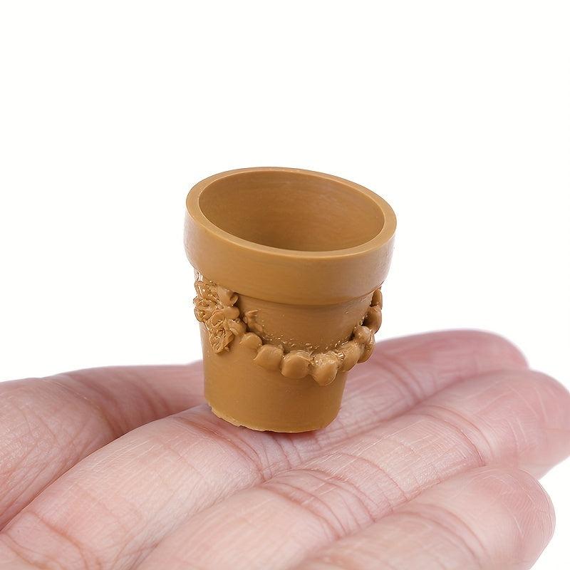 7-Piece Bonsai Flower Pot Set for 1:12 Dollhouse Fairy Garden Decor