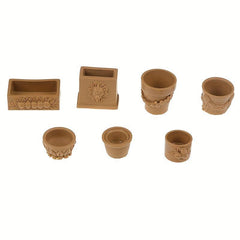 7-Piece Bonsai Flower Pot Set for 1:12 Dollhouse Fairy Garden Decor