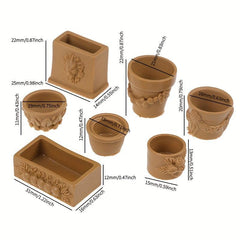 7-Piece Bonsai Flower Pot Set for 1:12 Dollhouse Fairy Garden Decor